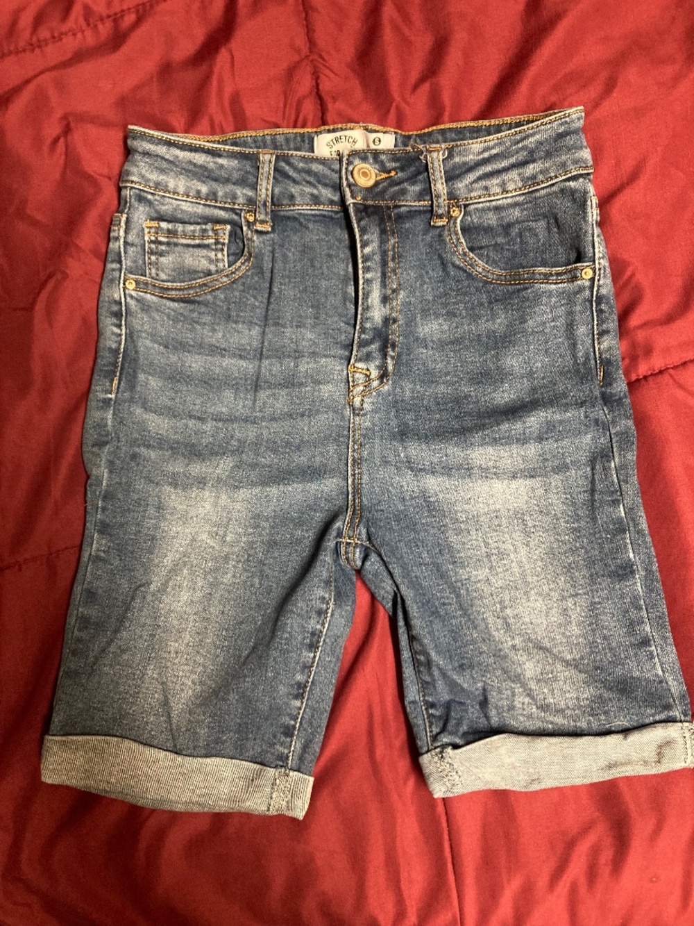 WAX Stretch Denim Bermuda Shorts | Medium Wash | Size Small